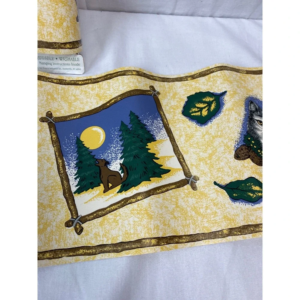 Borders Unlimited Lone Wolf Wallpaper Border 2 Rolls New 15 ft each cabin decor